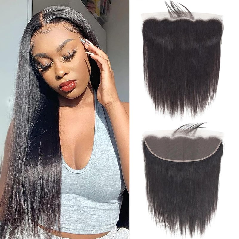 Selina Straight Lace Closure 13x4 Hd Lace Frontal Closure Brazilian Virgin Straight Human Hair Natural Black Color 10 Inch